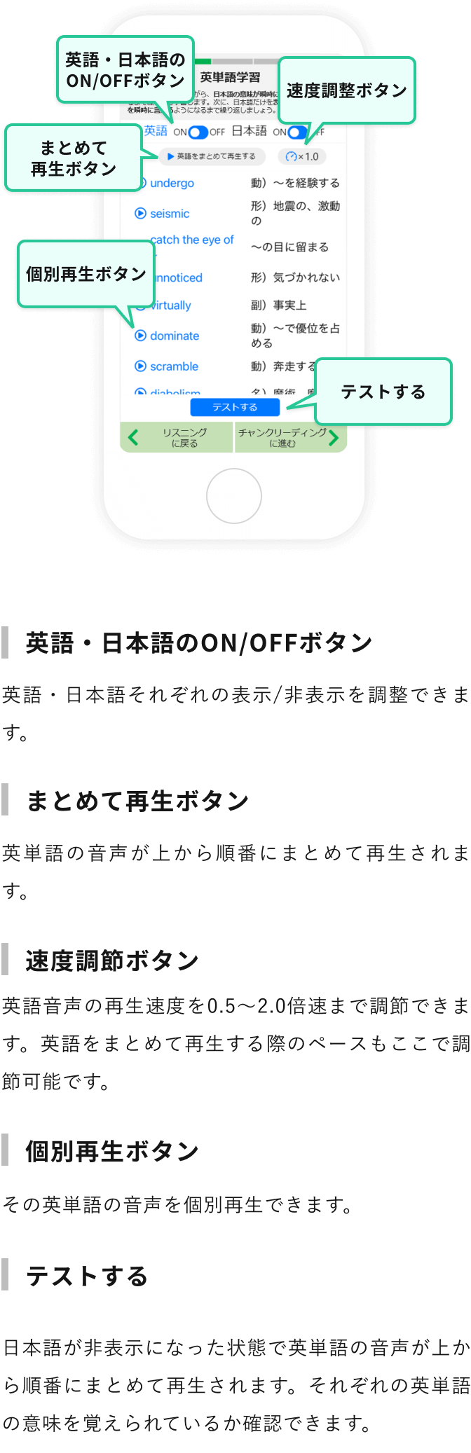 英単語学習画面説明