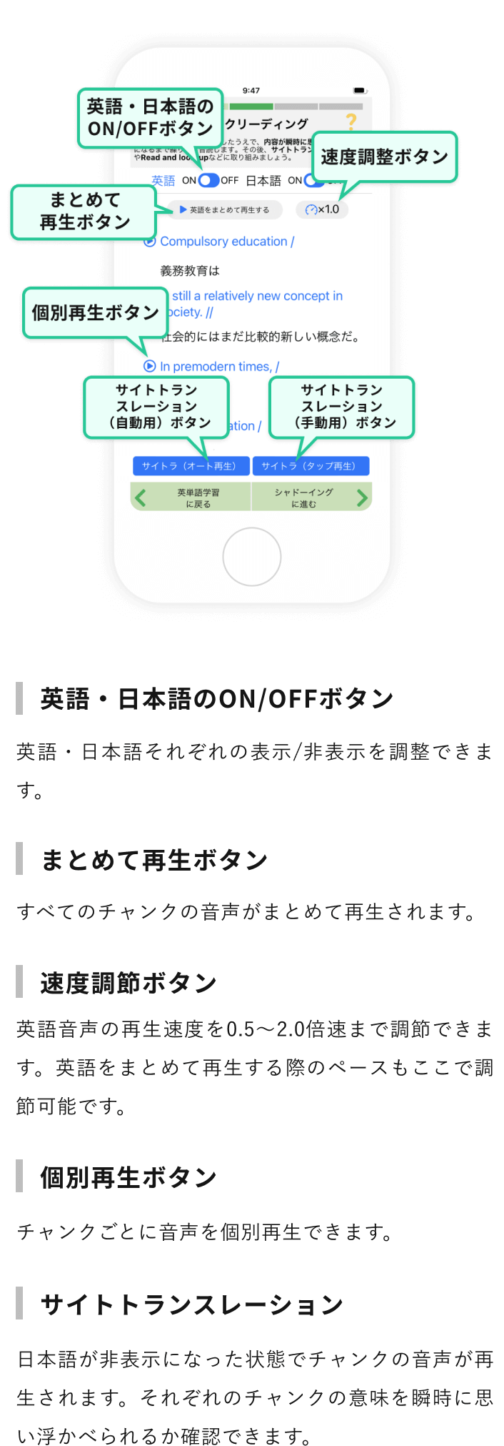 チャンクリーディング画面説明