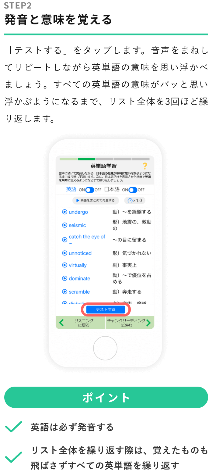 発音と意味を覚える